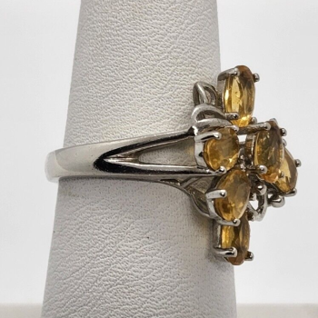 925 Sterling Silver Citrine Ring Size 6.5