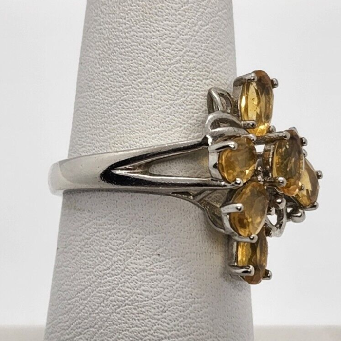 925 Sterling Silver Citrine Ring Size 6.5