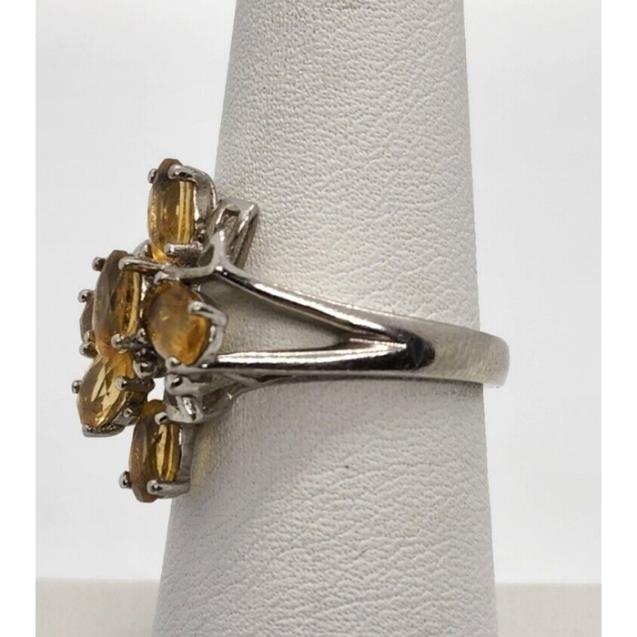 925 Sterling Silver Citrine Ring Size 6.5