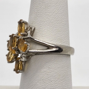 925 Sterling Silver Citrine Ring Size 6.5