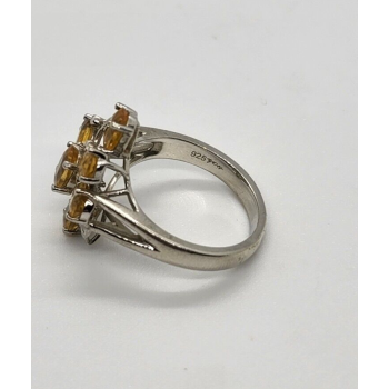 925 Sterling Silver Citrine Ring Size 6.5