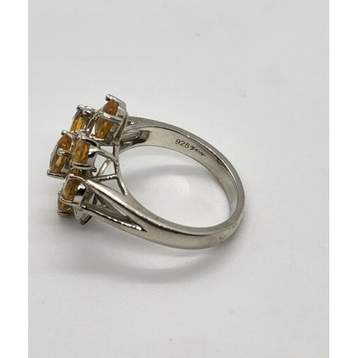 925 Sterling Silver Citrine Ring Size 6.5