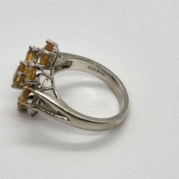 925 Sterling Silver Citrine Ring Size 6.5
