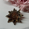 925 Sterling Silver Gold Plated Brooch Flower Length 1.6 In