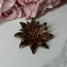 925 Sterling Silver Gold Plated Brooch Flower Length 1.6 In