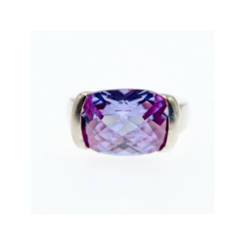 925 Sterling Silver Purple CZ Ring Size 8