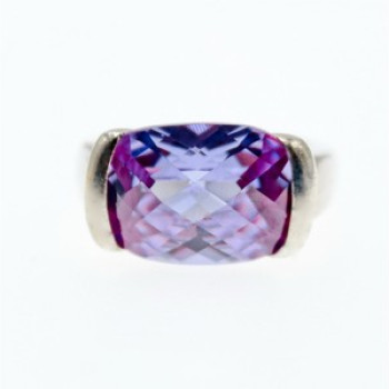 925 Sterling Silver Purple CZ Ring Size 8