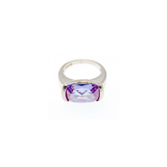 925 Sterling Silver Purple CZ Ring Size 8