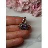 925 Sterling Silver Amethyst & Marcasite Pendant Length 1 In