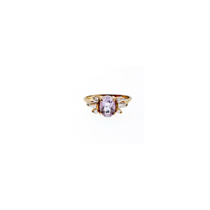 925 Sterling Silver Gold Plated Iolite & CZ Ring Size 8