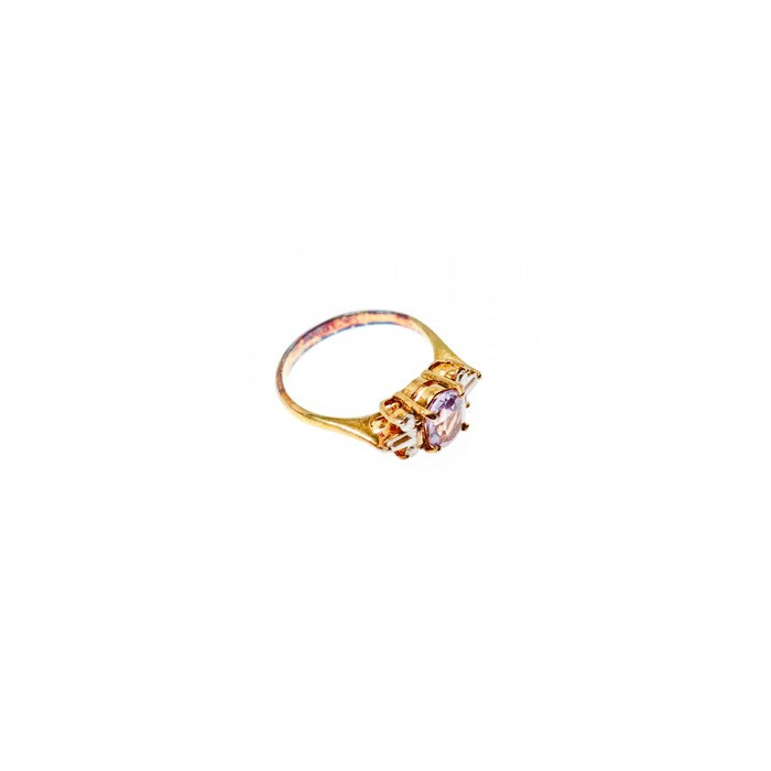 925 Sterling Silver Gold Plated Iolite & CZ Ring Size 8