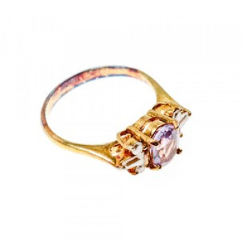 925 Sterling Silver Gold Plated Iolite & CZ Ring Size 8