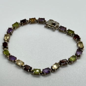925 Sterling Silver Tourmalines Bracelet