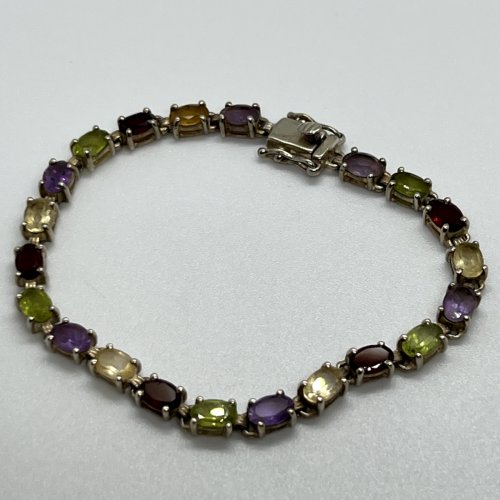 925 Sterling Silver Tourmalines Bracelet