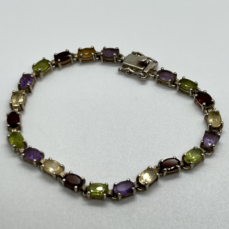 925 Sterling Silver Tourmalines Bracelet