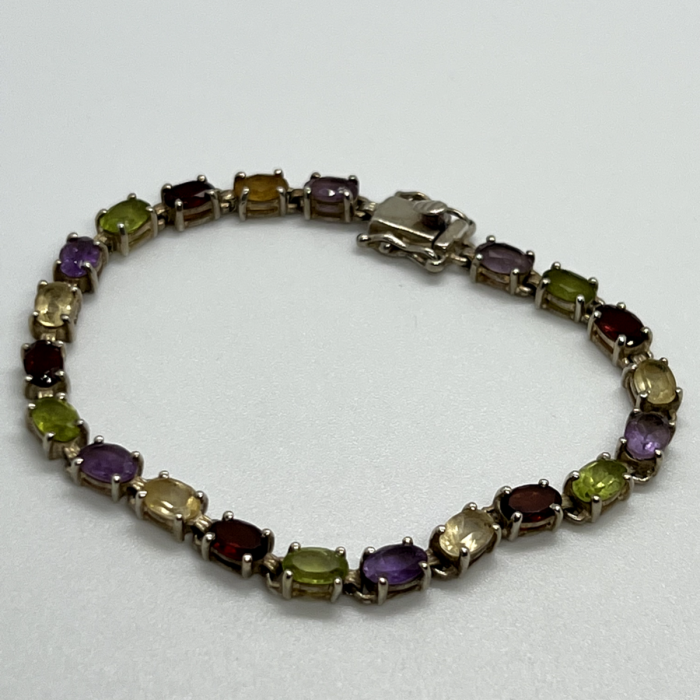 925 Sterling Silver Tourmalines Bracelet
