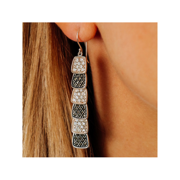 925 Sterling Silver CZ & Marcasites Earrings