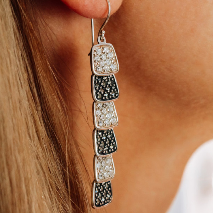 925 Sterling Silver CZ & Marcasites Earrings
