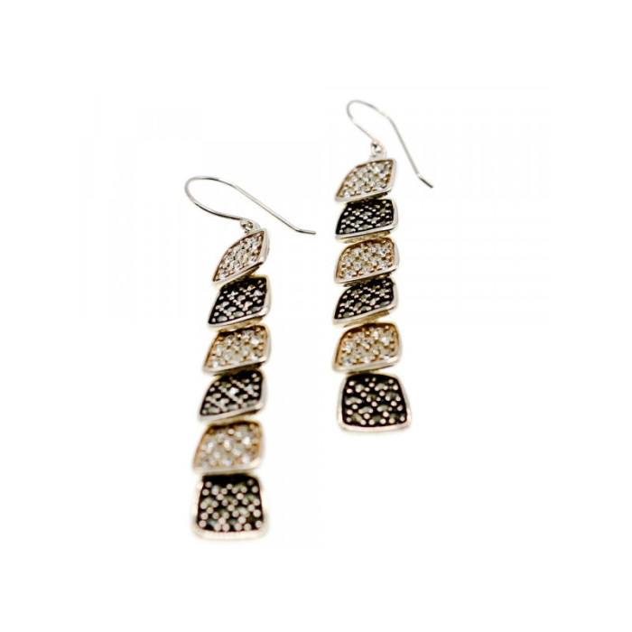 925 Sterling Silver CZ & Marcasites Earrings
