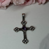 925 Sterling Silver Amethyst Cross Length 2.2 In