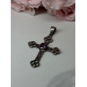 925 Sterling Silver Amethyst Cross Length 2.2 In