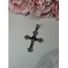 925 Sterling Silver Amethyst Cross Length 2.2 In