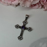 925 Sterling Silver Amethyst Cross Length 2.2 In