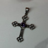 925 Sterling Silver Amethyst Cross Length 2.2 In