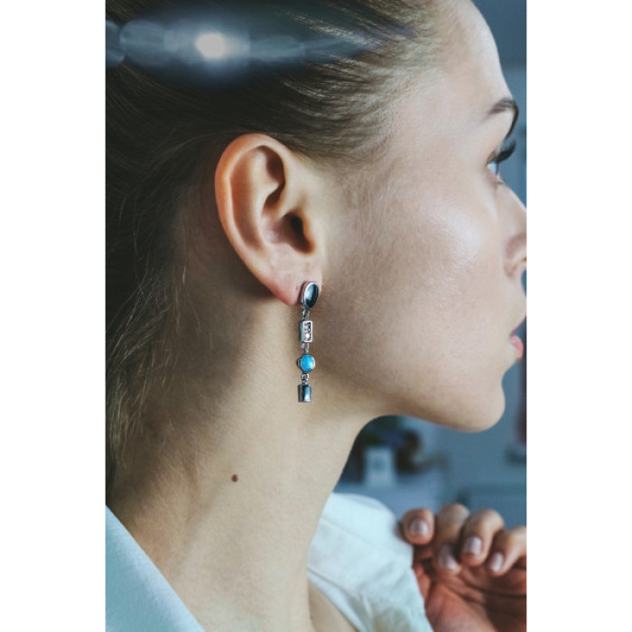 925 Sterling Silver Onyx, Opal & CZ Earrings