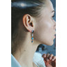 925 Sterling Silver Onyx, Opal & CZ Earrings
