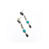 925 Sterling Silver Onyx, Opal & CZ Earrings