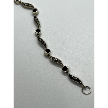 925 STERLING SILVER AGATE & MARCASITE BRACELET