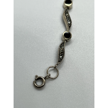 925 STERLING SILVER AGATE & MARCASITE BRACELET