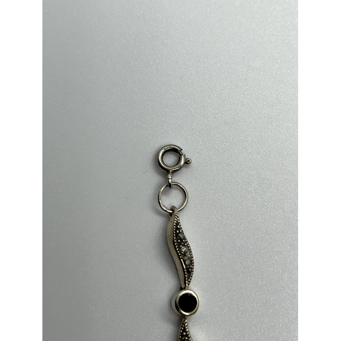 925 STERLING SILVER AGATE & MARCASITE BRACELET