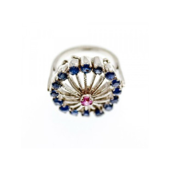 925 Sterling Silver Iolite & Pink Topaz Ring Size 6