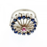 925 Sterling Silver Iolite & Pink Topaz Ring Size 6