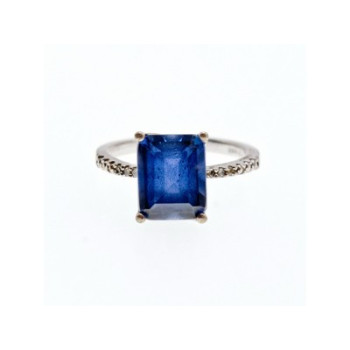 925 Sterling Silver Sapphire Ring Size 8