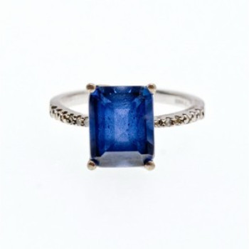 925 Sterling Silver Sapphire Ring Size 8