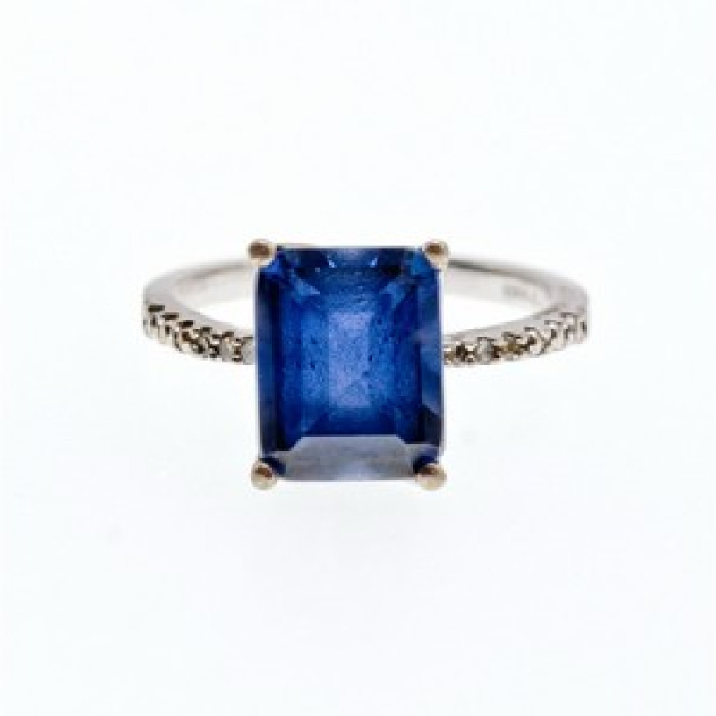 925 Sterling Silver Sapphire Ring Size 8