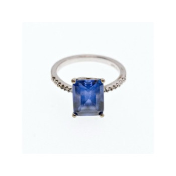 925 Sterling Silver Sapphire Ring Size 8