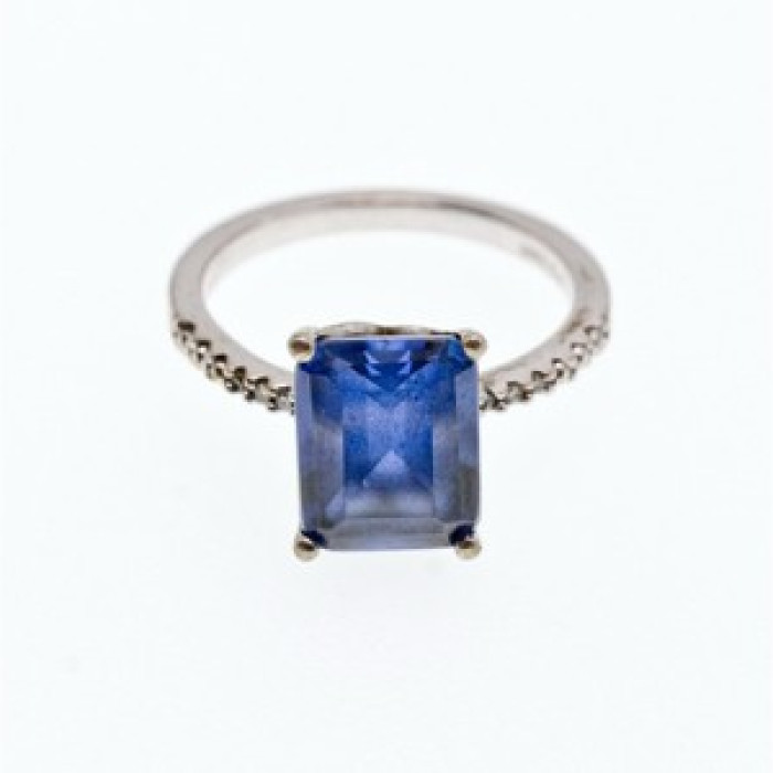 925 Sterling Silver Sapphire Ring Size 8
