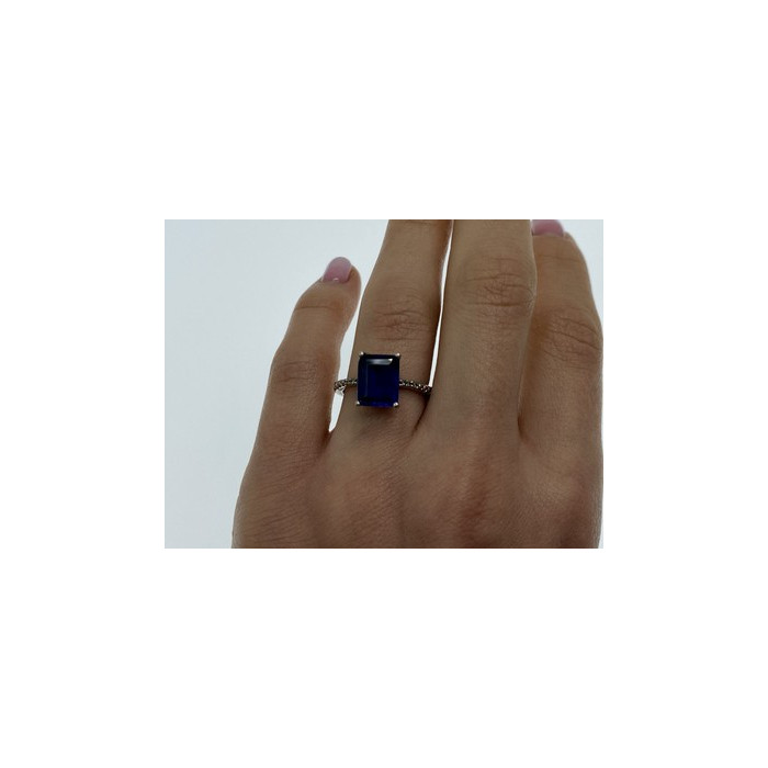 925 Sterling Silver Sapphire Ring Size 8
