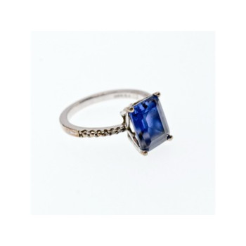 925 Sterling Silver Sapphire Ring Size 8