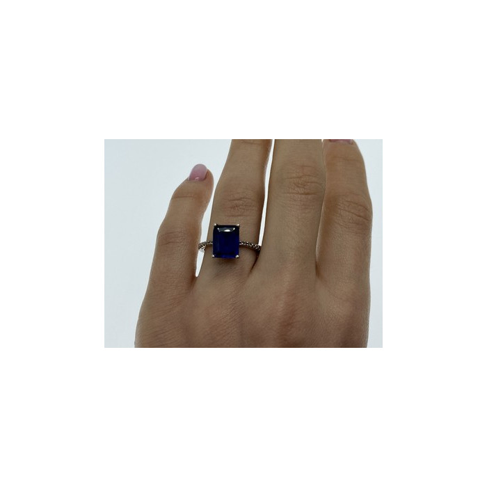 925 Sterling Silver Sapphire Ring Size 8