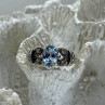 925 Sterling Silver Blue Spinel & CZ Ring Size 6.5