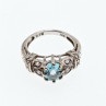 925 Sterling Silver Blue Spinel & CZ Ring Size 6.5