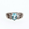 925 Sterling Silver Blue Spinel & CZ Ring Size 6.5