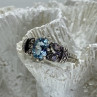 925 Sterling Silver Blue Spinel & CZ Ring Size 6.5