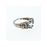 925 Sterling Silver Blue Spinel & CZ Ring Size 6.5