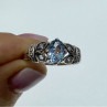 925 Sterling Silver Blue Spinel & CZ Ring Size 6.5